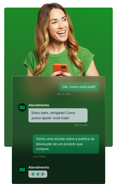 pessoa no smartphone acessando o chat neofluxx
